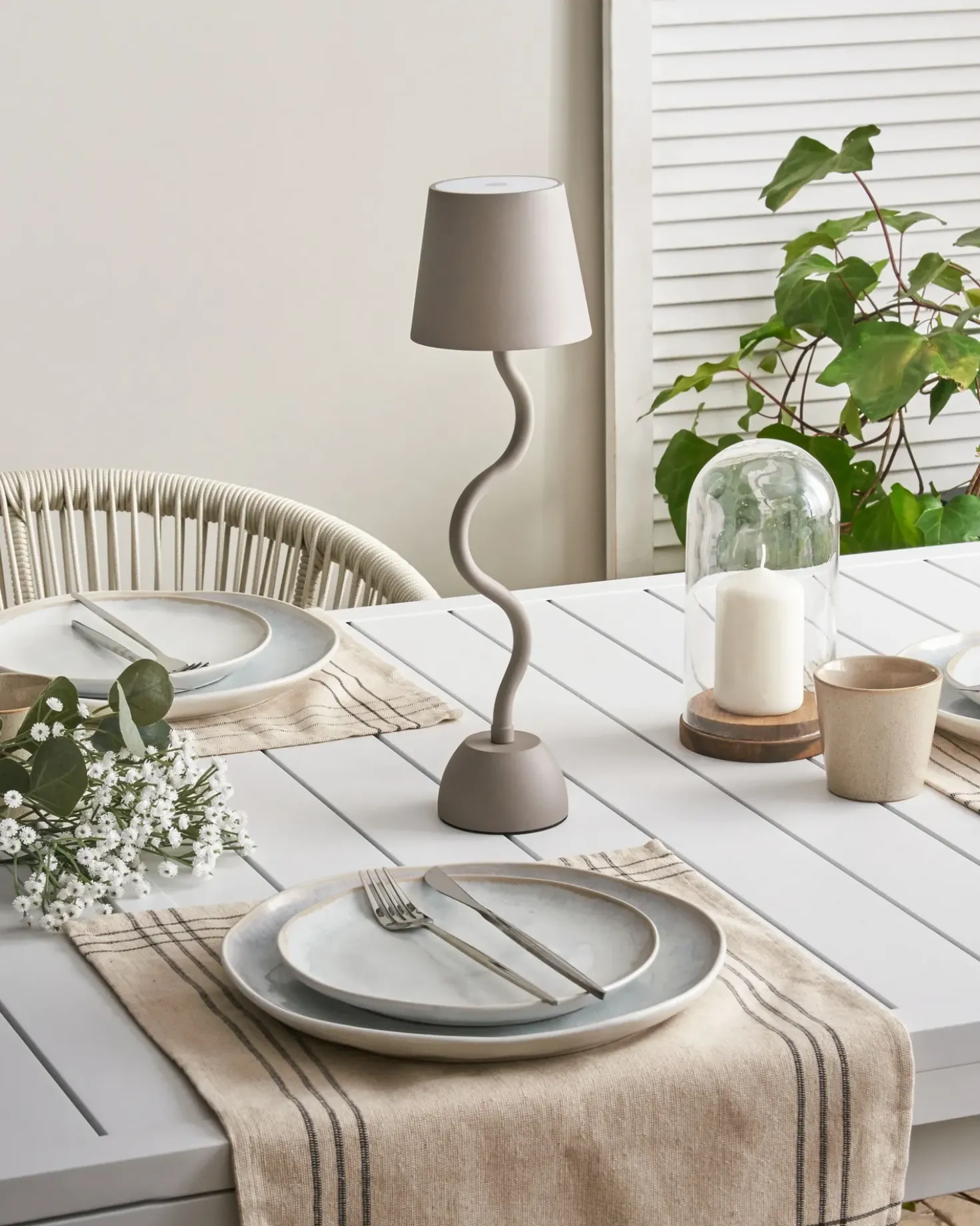 Trådløs LED-bordlampe VOUGA Med dæmpning Metal Beige