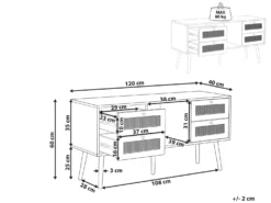TV-bord PEROTE Rattan Lysebrun