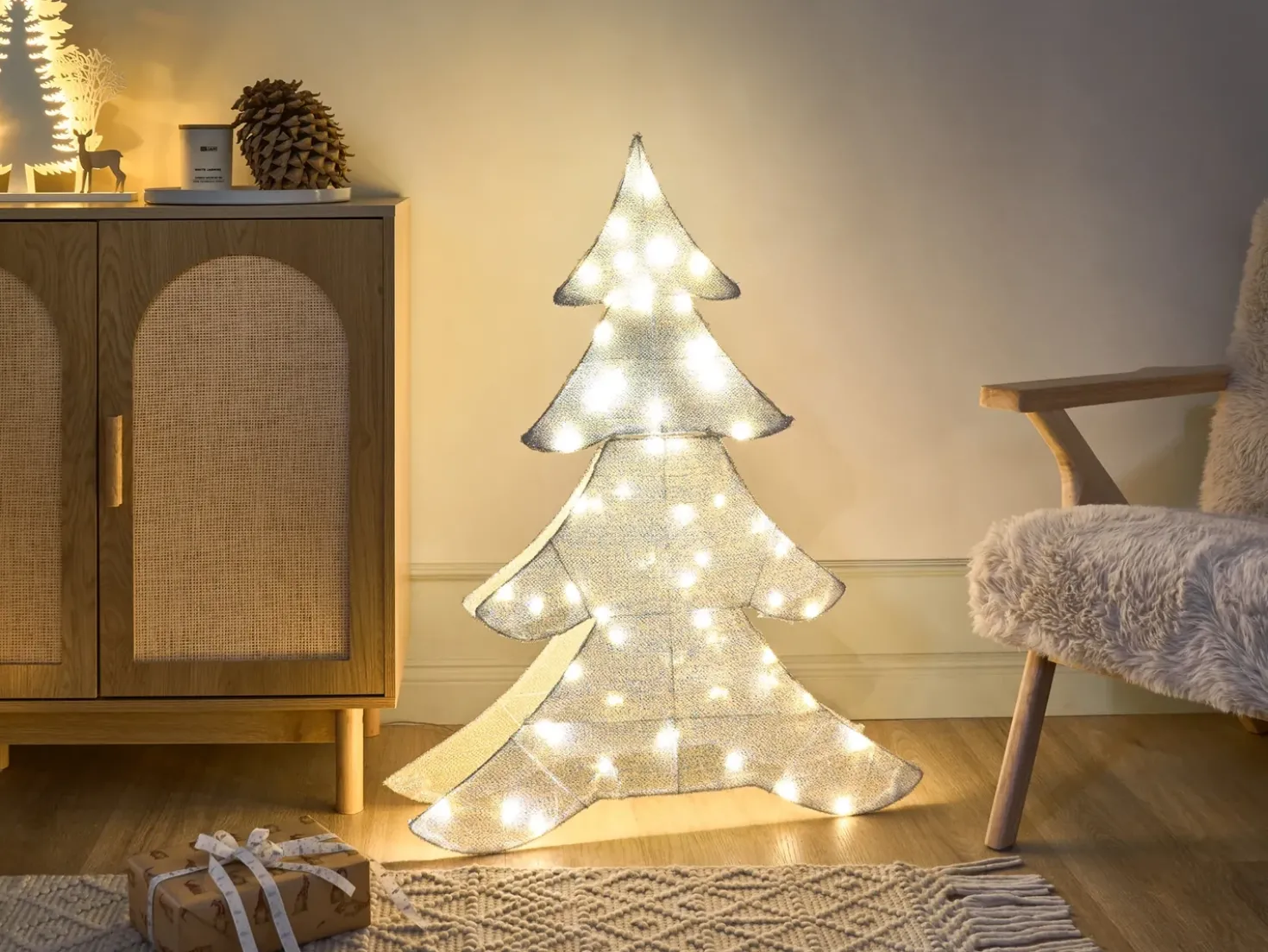 Udendørs dekoration LED EDASJON Juletræ 95 cm Hvid