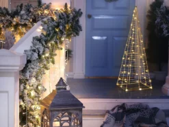 Udendørs dekoration LED PUKSALA Juletræ 60 cm Sølv