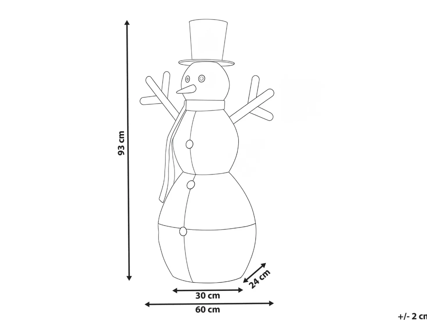 Udendørs dekoration LED VASMAN Snemand 93 cm Hvid