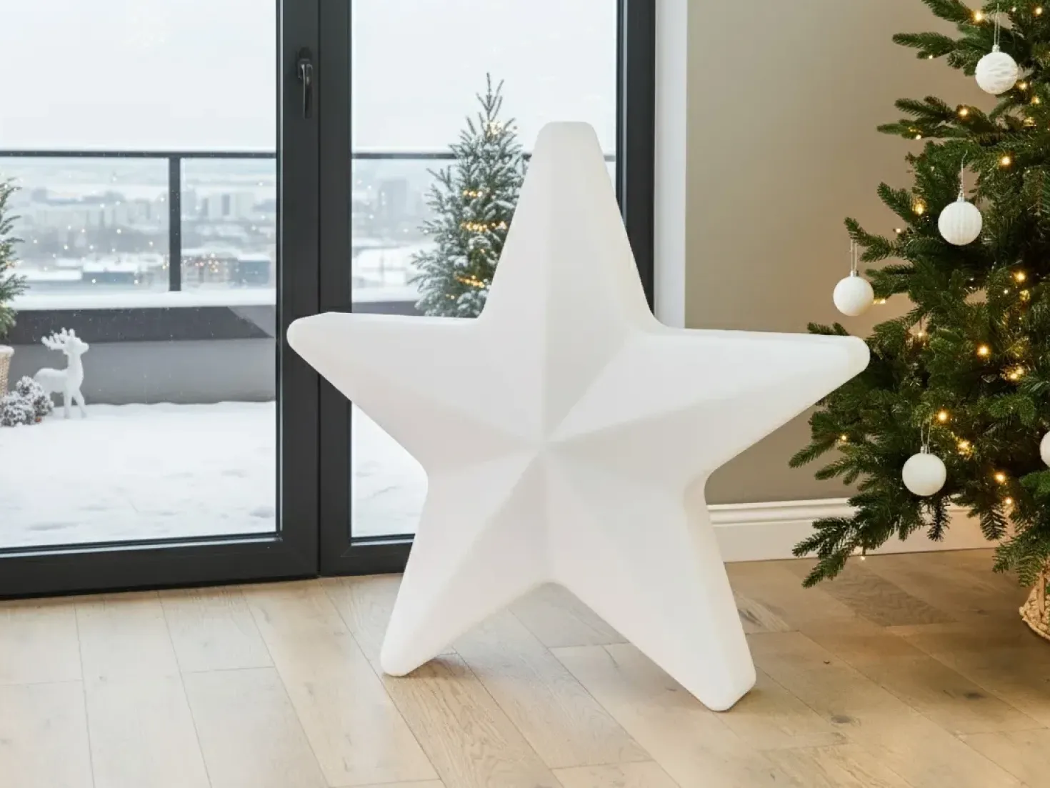 Udendørs LED-gulvlampe OLSAN Stjerne 76 cm Hvid