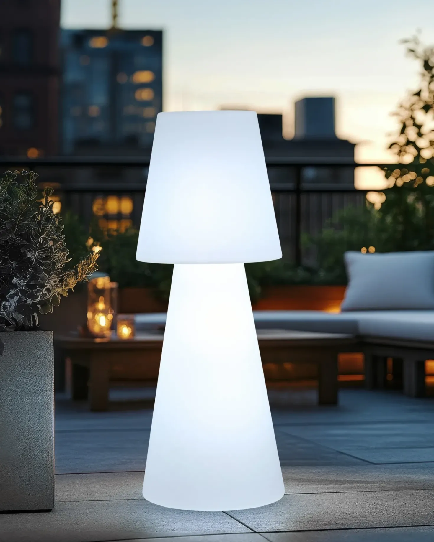 Udendørs LED-gulvlampe SABANAS Med fjernbetjening Hvid