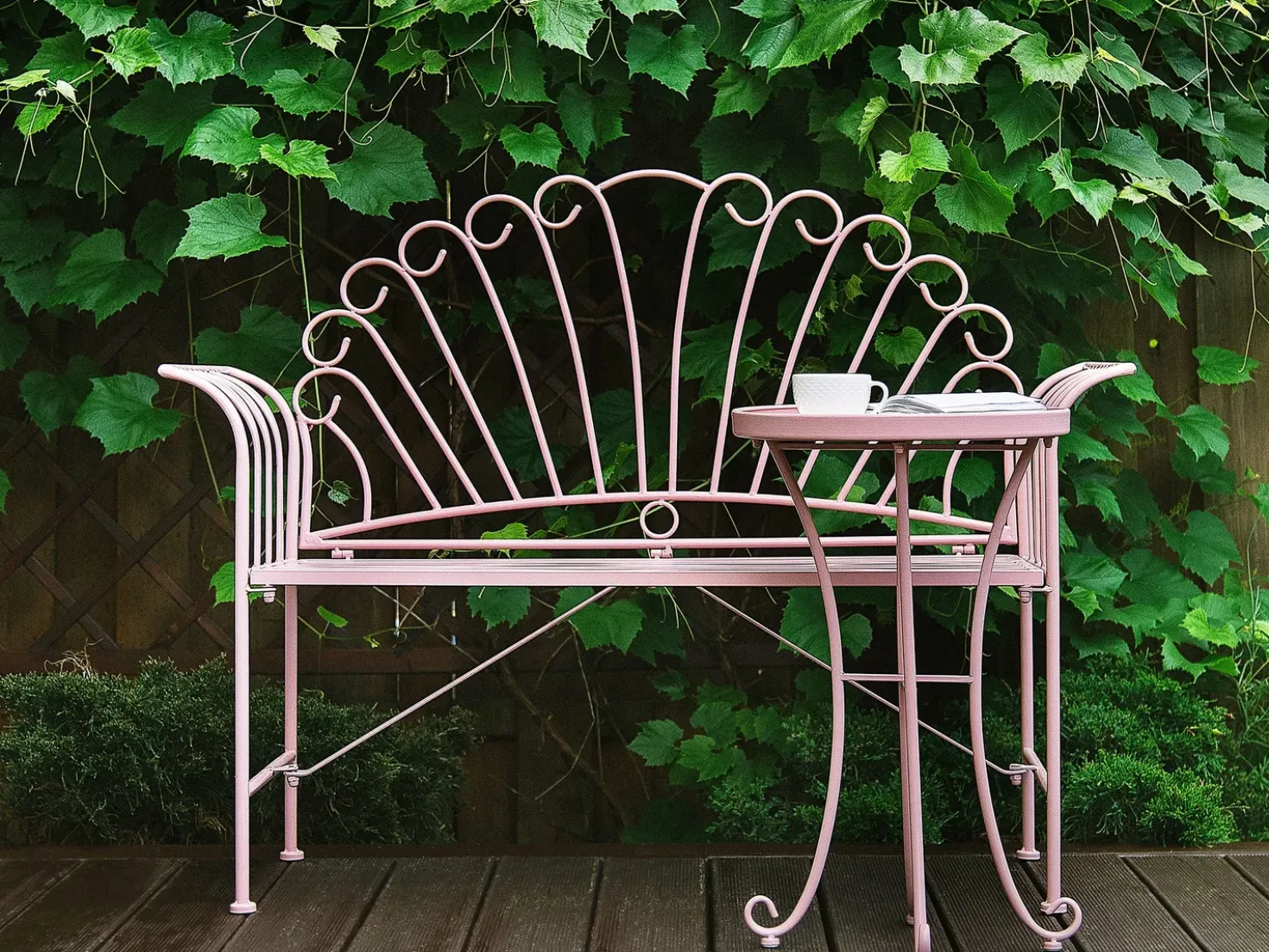Udendørs sidebord CAVINIA 40 cm 40 cm Metal Lyserød
