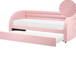 Udtræksseng Boucle ALBIAC 90 x 200 cm Pastellrosa