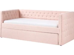 Udtræksseng Boucle GASSIN 90 x 200 cm Pastellrosa