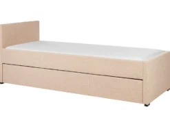 Udtræksseng Boucle MARMANDE 80 x 200 cm Ferskenagtig lyserød