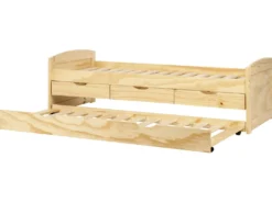 Udtræksseng Fyretræ PETIVILLE 90 x 200 cm Lysebrun