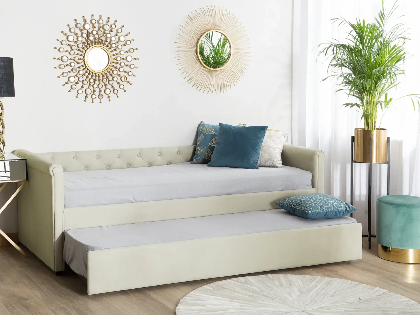 Udtræksseng LIBOURNE 80 x 200 cm Beige
