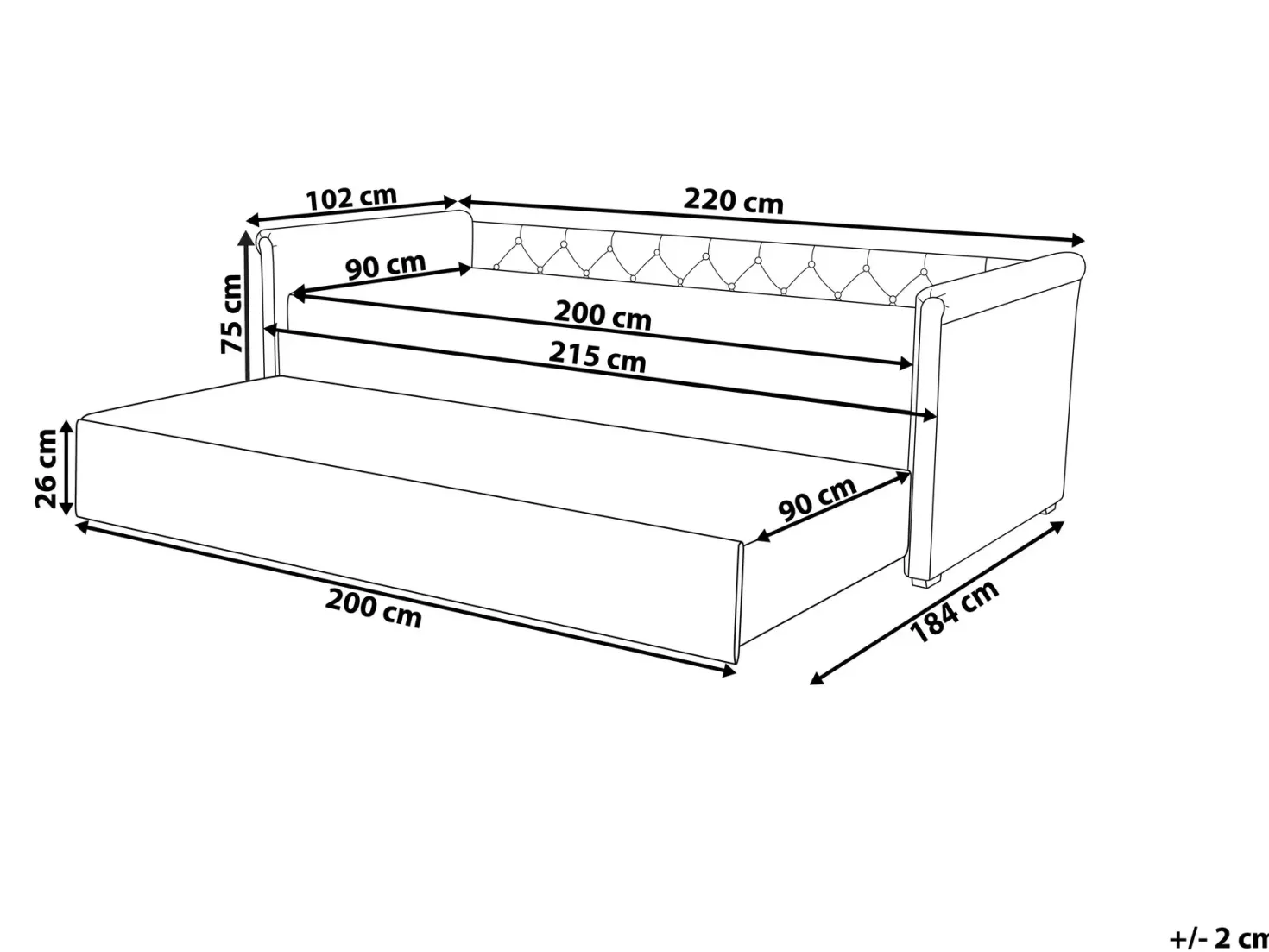 Udtræksseng LIBOURNE 90 x 200 cm Mørkegrøn