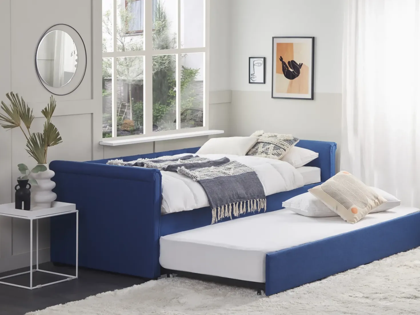 Udtræksseng LIBOURNE 80 x 200 cm Navy Blå