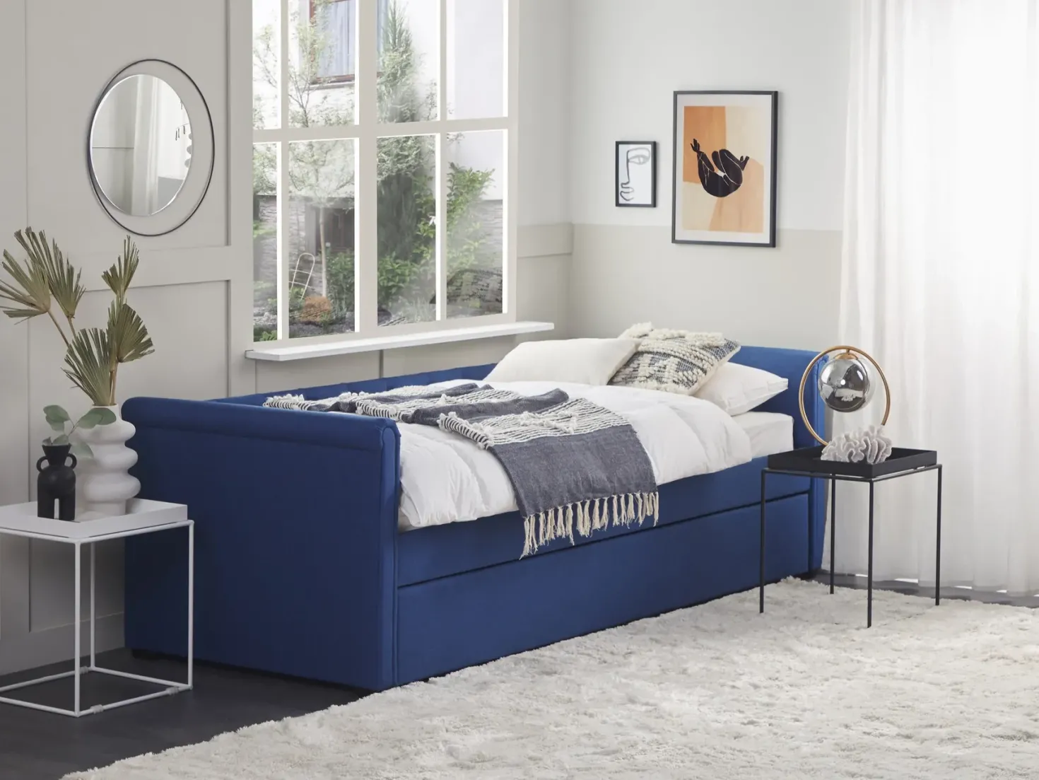 Udtræksseng LIBOURNE 80 x 200 cm Navy Blå