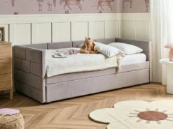 Udtræksseng Velour CHAVONNE 90 x 200 cm Lysegrå