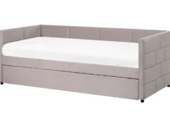 Udtræksseng Velour CHAVONNE 90 x 200 cm Lysegrå