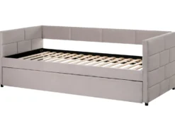 Udtræksseng Velour CHAVONNE 90 x 200 cm Lysegrå