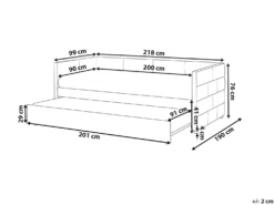 Udtræksseng Velour CHAVONNE 90 x 200 cm Lysegrå