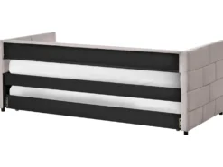 Udtræksseng Velour CHAVONNE 90 x 200 cm Lysegrå