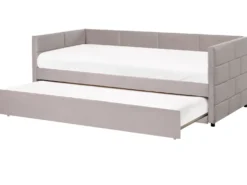 Udtræksseng Velour CHAVONNE 90 x 200 cm Lysegrå
