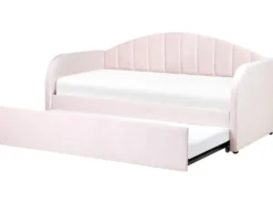 Udtræksseng Velour EYBURIE 90 x 200 cm Pastellrosa