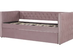 Udtræksseng Velour GASSIN 90 x 200 cm Lyserød