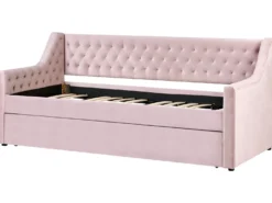 Udtræksseng Velour MONTARGIS 90 x 200 cm Lyserød
