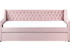 Udtræksseng Velour MONTARGIS 90 x 200 cm Lyserød
