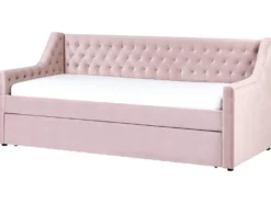 Udtræksseng Velour MONTARGIS 90 x 200 cm Lyserød