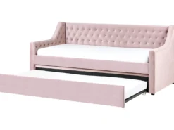 Udtræksseng Velour MONTARGIS 90 x 200 cm Lyserød