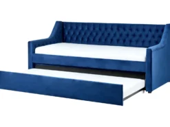 Udtræksseng Velour MONTARGIS 90 x 200 cm Navy Blå