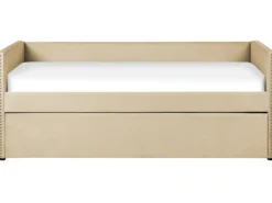 Udtræksseng Velour TROYES 90 x 200 cm Beige