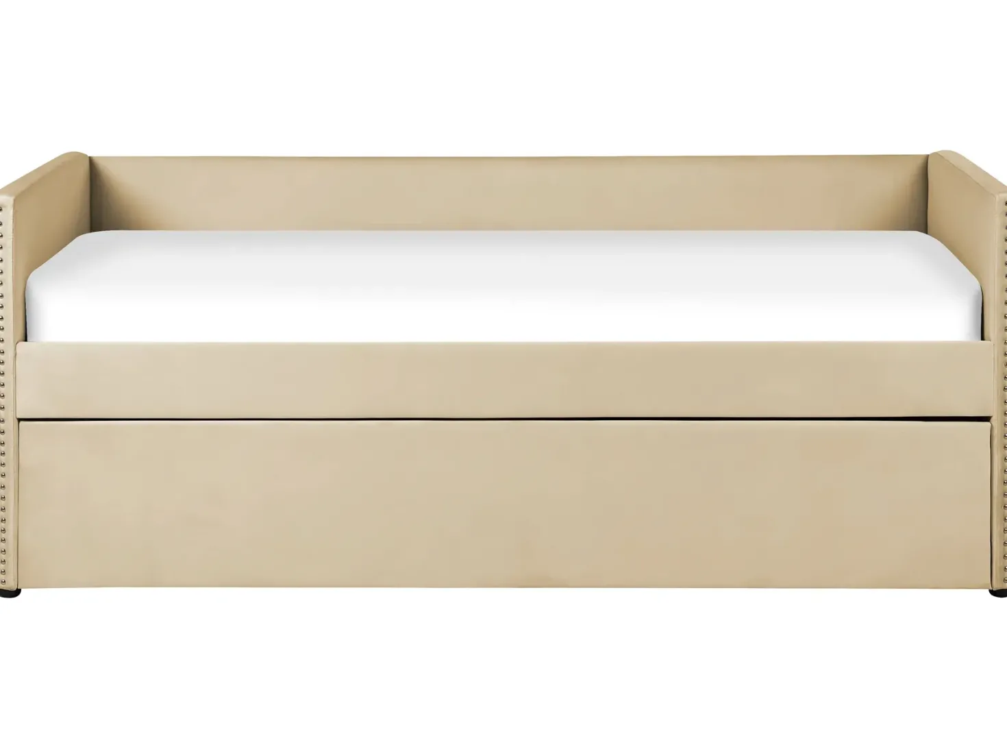Udtræksseng Velour TROYES 90 x 200 cm Beige