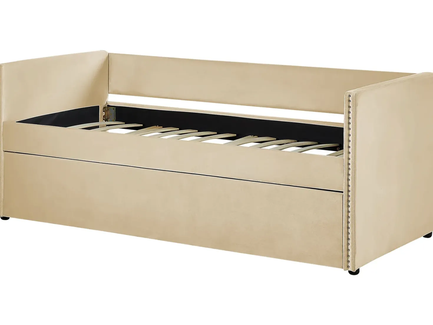 Udtræksseng Velour TROYES 90 x 200 cm Beige