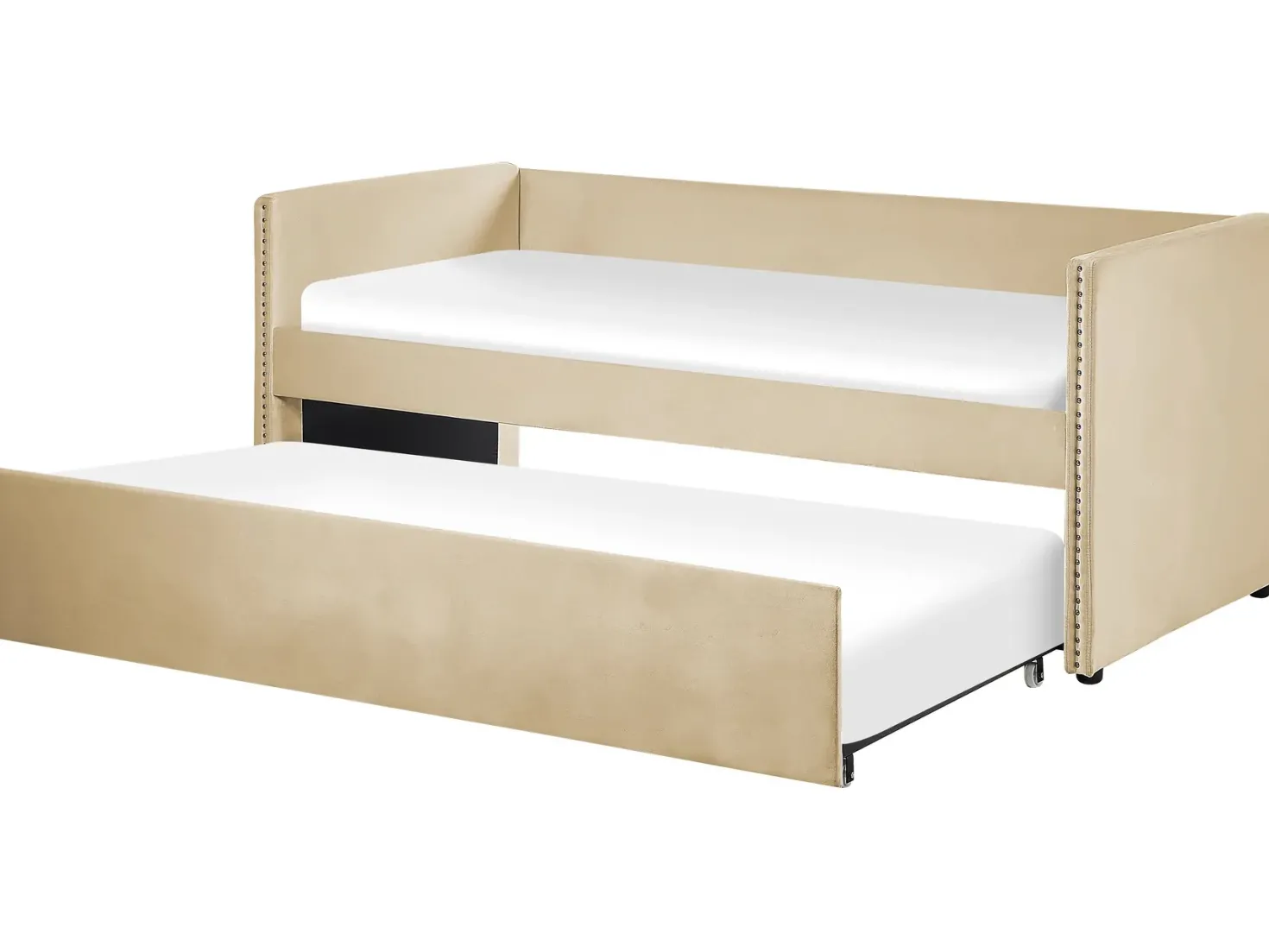 Udtræksseng Velour TROYES 90 x 200 cm Beige