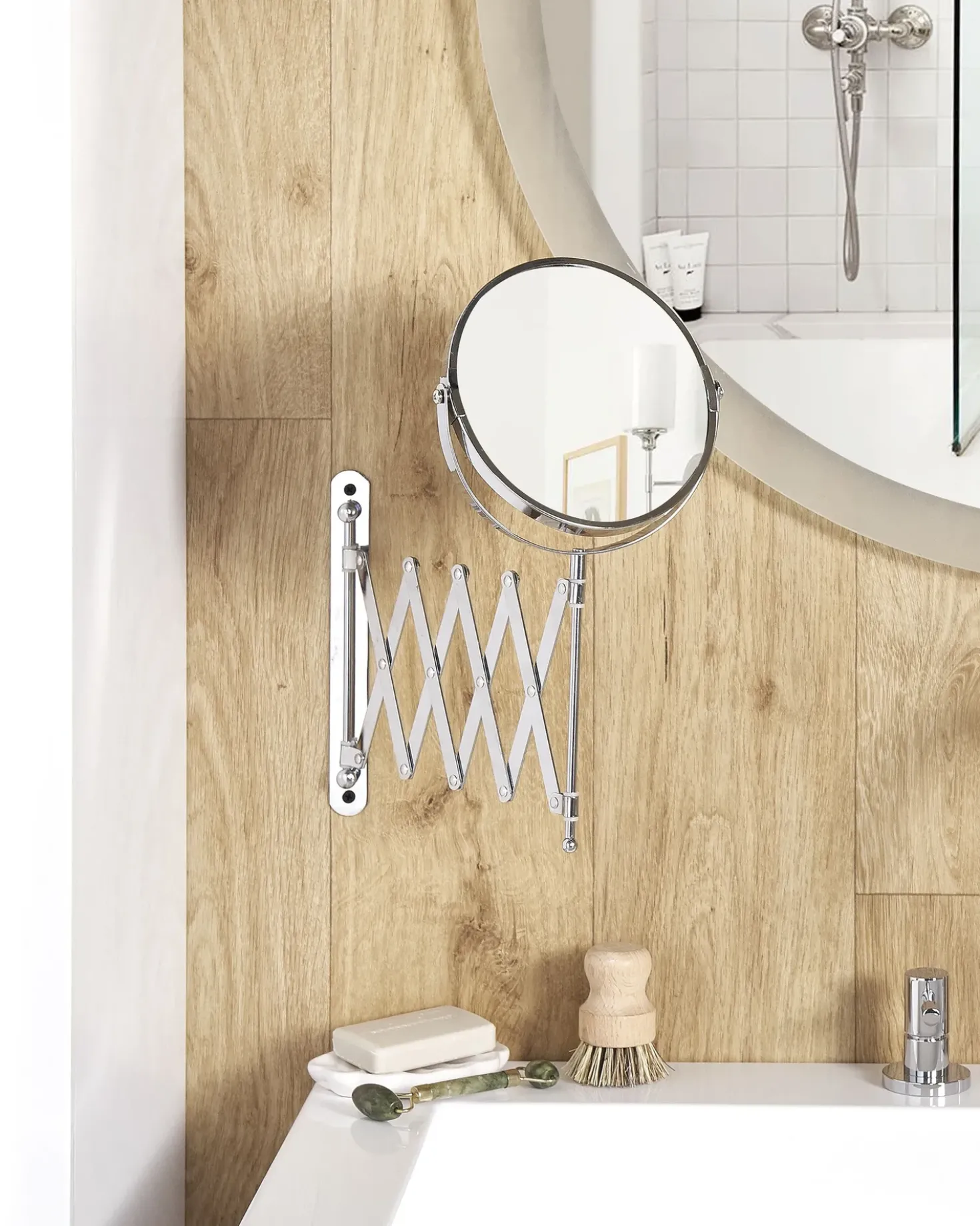 Udvideligt makeup-spejl til væggen YVELINES 57 cm 36 cm Metal Sølv