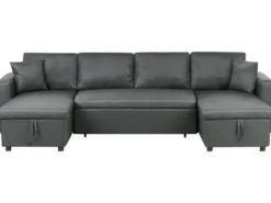 U-formet sovesofa 5 personers SOMMEN Mørkegrå med opbevaring