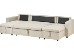 U-formet sovesofa 5 personers SOMMEN Lys Beige med opbevaring