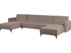 U-formet sovesofa 5 personers ABERDEEN Brungrå