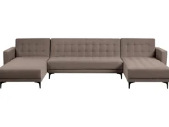 U-formet sovesofa 5 personers ABERDEEN Brungrå