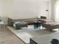 U-formet sovesofa 5 personers ABERDEEN Brungrå