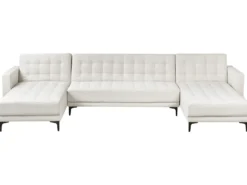 U-formet sovesofa 5 personers ABERDEEN Cremehvid