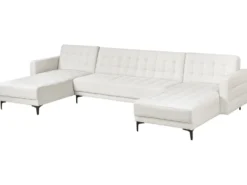 U-formet sovesofa 5 personers ABERDEEN Cremehvid