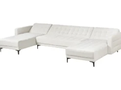 U-formet sovesofa 5 personers ABERDEEN Cremehvid