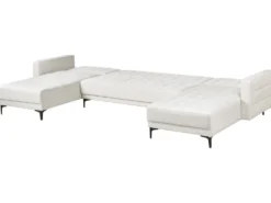 U-formet sovesofa 5 personers ABERDEEN Cremehvid
