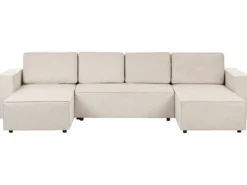 U-formet sovesofa 4 personers VATNE Lys Beige med opbevaring