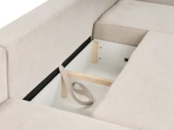U-formet sovesofa 4 personers VATNE Lys Beige med opbevaring