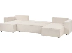 U-formet sovesofa 4 personers VATNE Lys Beige med opbevaring