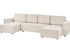 U-formet sovesofa 4 personers VATNE Lys Beige med opbevaring