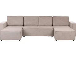 U-formet sovesofa 4 personers VATNE Lysebrun med opbevaring