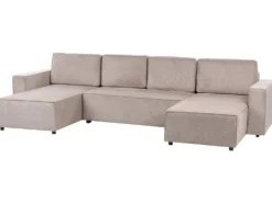 U-formet sovesofa 4 personers VATNE Lysebrun med opbevaring