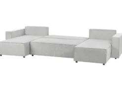 U-formet sovesofa 4 personers VATNE Lysegrå med opbevaring